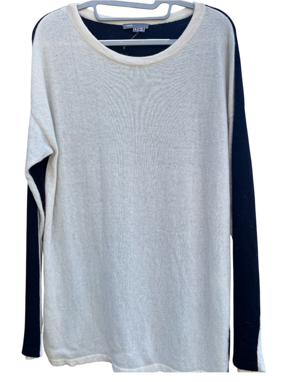Vince Cream Body with Black Sleeves Crewneck Sweater